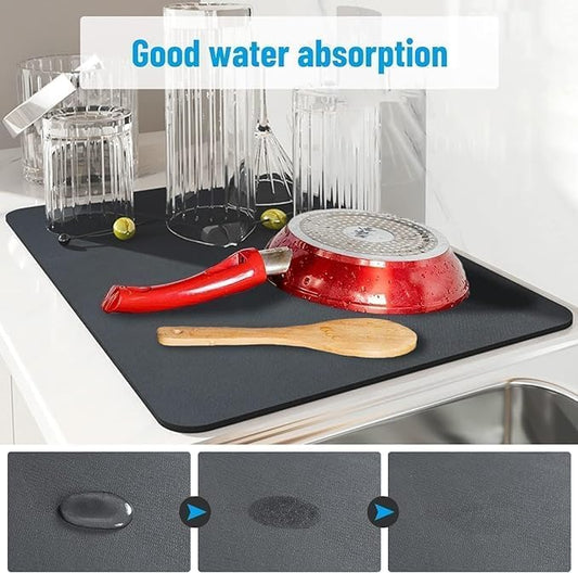 Quick-Dish Drying Kitchen Mat